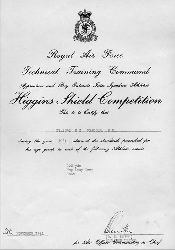 Higgins Shield Certificate